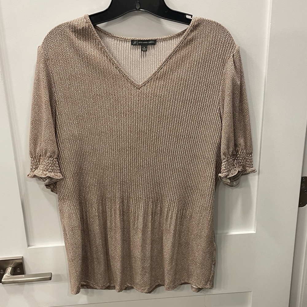 Adrianna Papell Taupe Textured Blouse